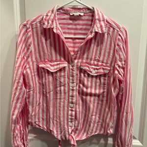 Beachlunchlounge Pink and White Striped Shirt